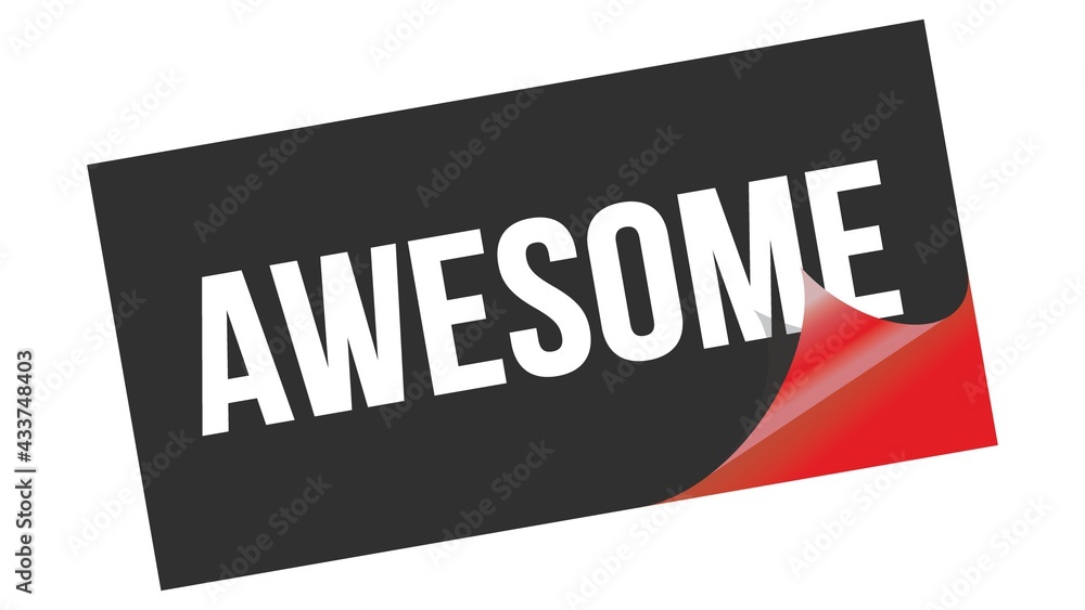 AWESOME text on black red sticker stamp. AWESOME text on black red sticker stamp.