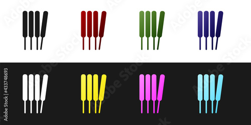 Set Aroma sticks, incense, aromas icon isolated on black and white background. Vector