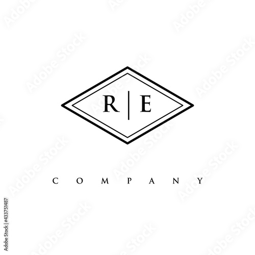 initial RE logo design vector