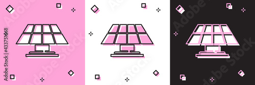 Set Solar energy panel icon isolated on pink and white, black background. Vector