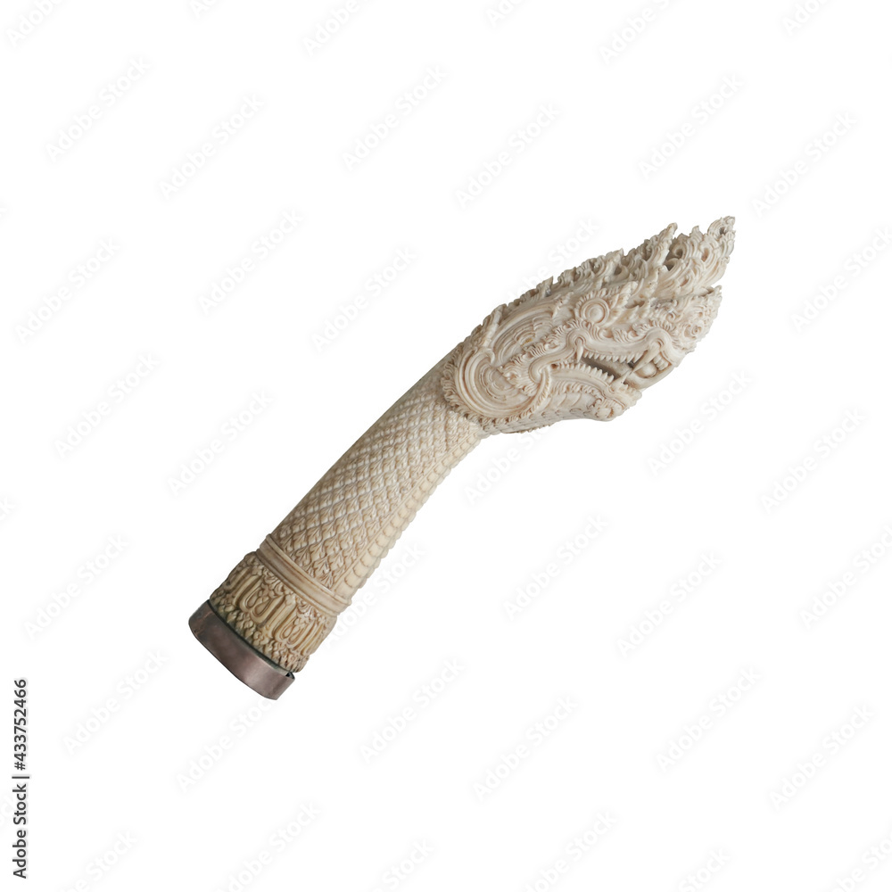 Carved ivory a serpent head isolated on white background. This has clipping path.   