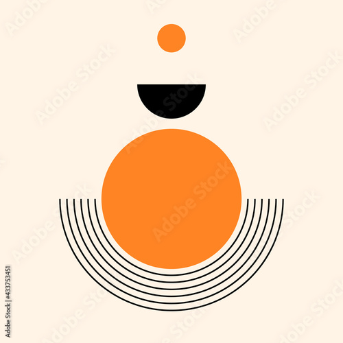 Abstract background. Line art. Contemporary  geometric composition. Boho wall decor. Mid century art print.
