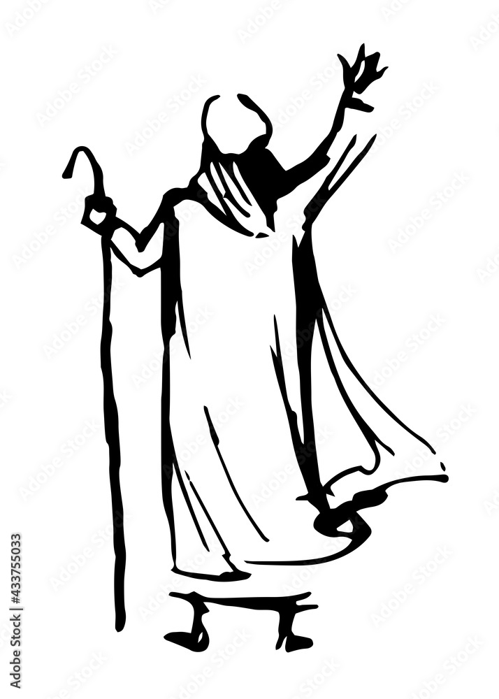 Fototapeta premium Moses with the staff. Vector drawing