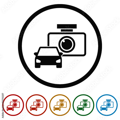 Car DVR ring icon isolated on white background color set