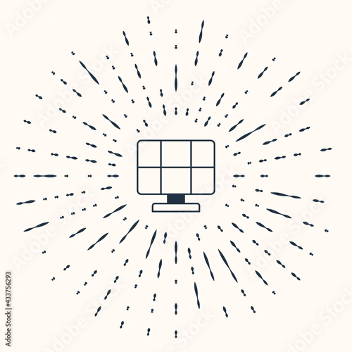 Grey Solar energy panel icon isolated on beige background. Abstract circle random dots. Vector