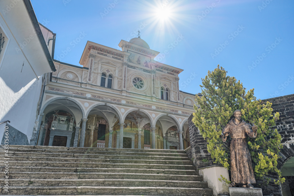 Locarno, Switzerland and the Madonna del Sasso Sanctuary (15th century). Locarno is an important tourist city of Switzerland on lake Maggiore