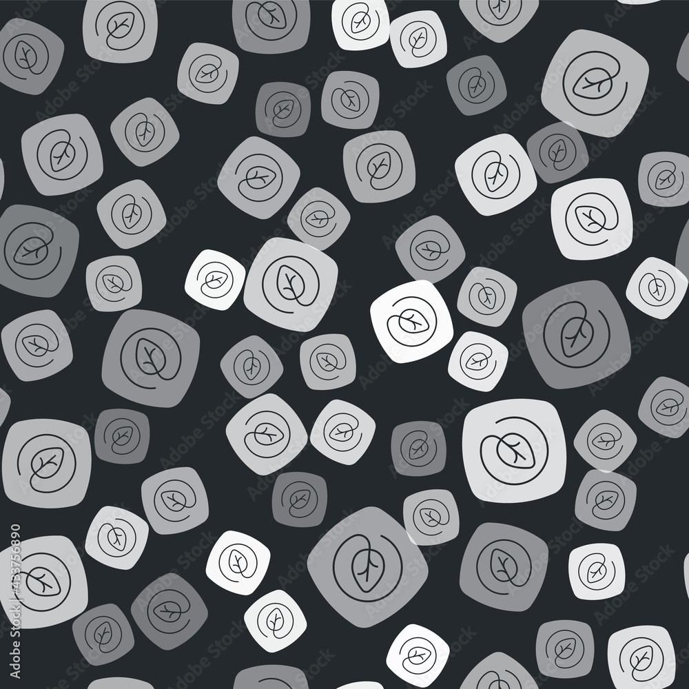 Grey Location with leaf icon isolated seamless pattern on black background. Eco energy concept. Alternative energy concept. Vector Grey Location with leaf icon isolated seamless pattern on black background. Eco energy concept. Alternative energy concept. Vector