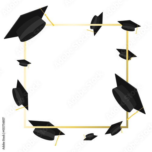 Graduates Frame for Congratulations  Class of 2021 with Graduation cap . Template for graduation design.isolated on white background ,Vector illustration EPS 10