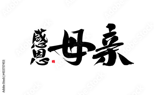 Chinese character  Thanksgiving Mother  handwritten calligraphy vector