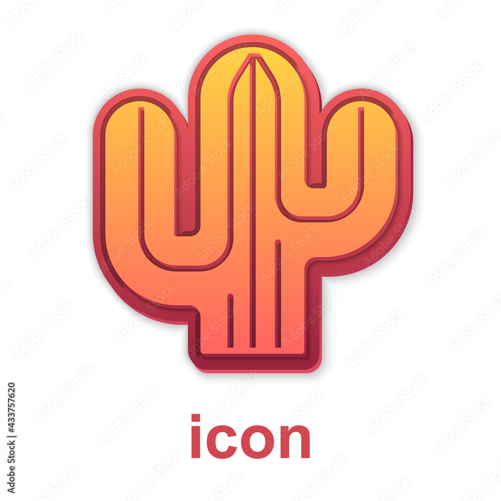 Gold Cactus icon isolated on white background. Vector
