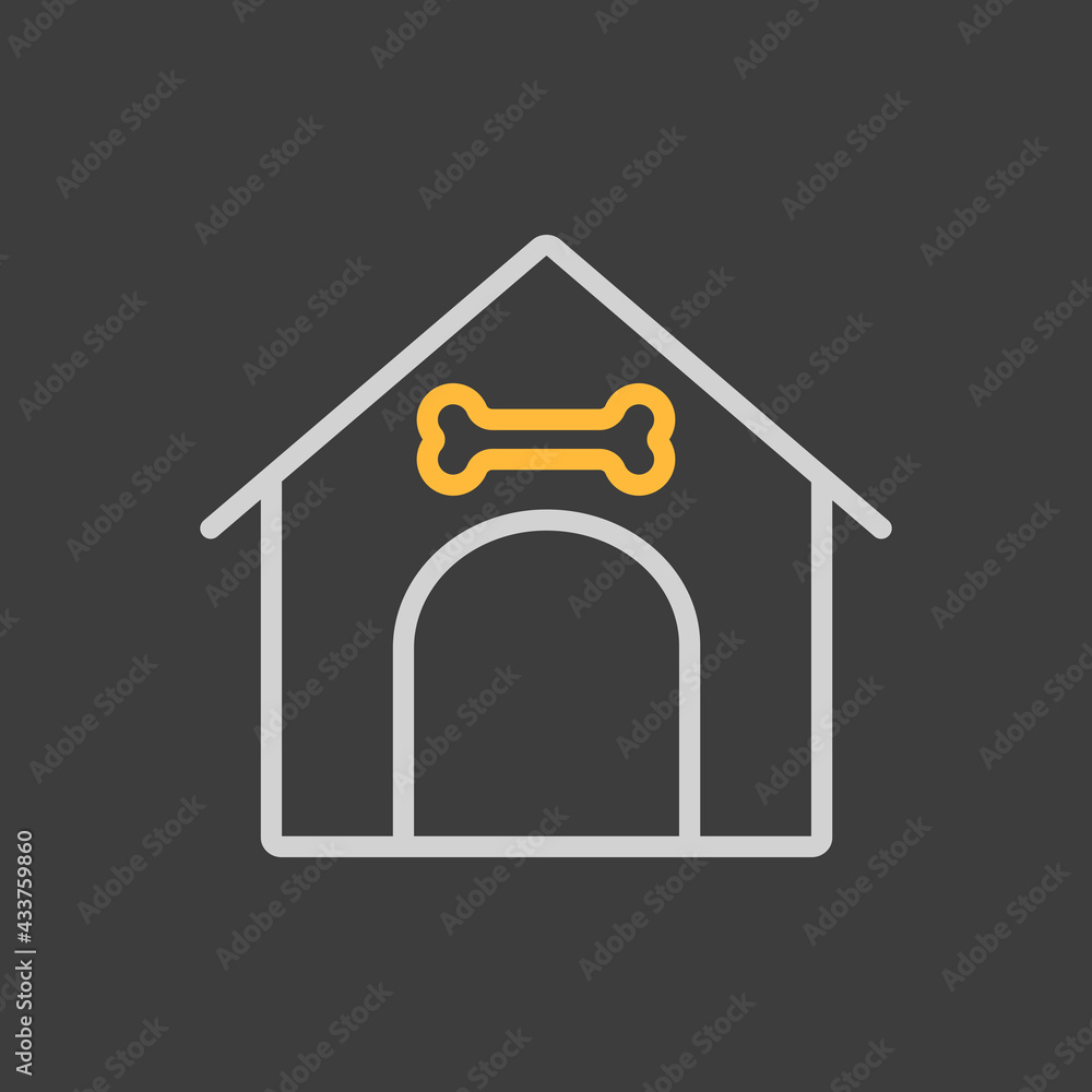 Dog house vector icon on dark background Dog house vector icon on dark background