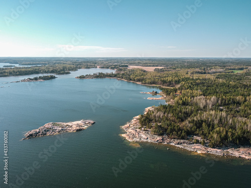 Aerial view of Kopparnas recreation area in Inkoo, Finland. 