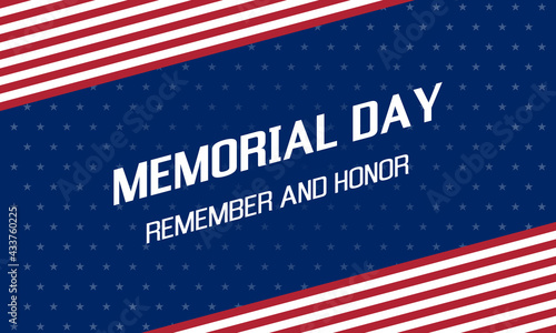 memorial day remember and honor, usa patriotic vector poster or greetings card