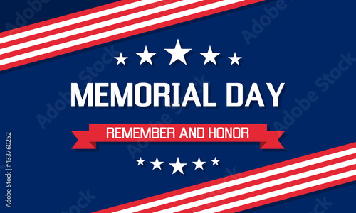memorial day remember and honor, usa patriotic vector poster or greetings card