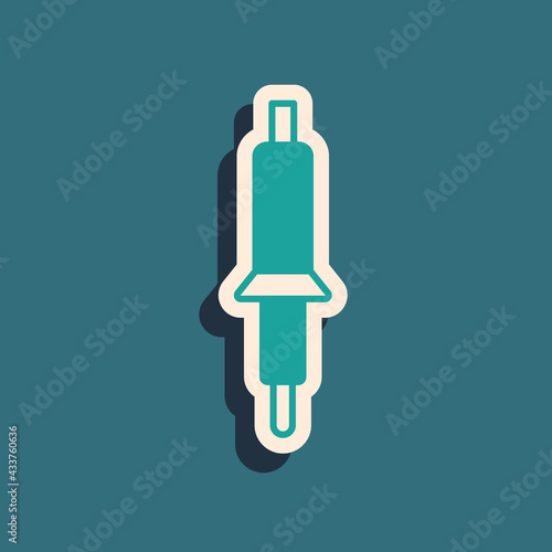 Green Soldering iron icon isolated on green background. Long shadow style. Vector