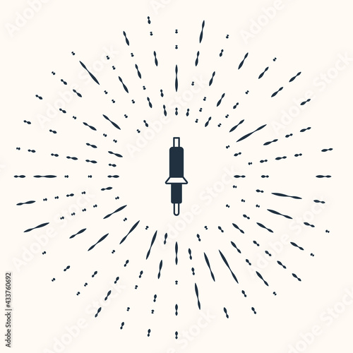 Grey Soldering iron icon isolated on beige background. Abstract circle random dots. Vector