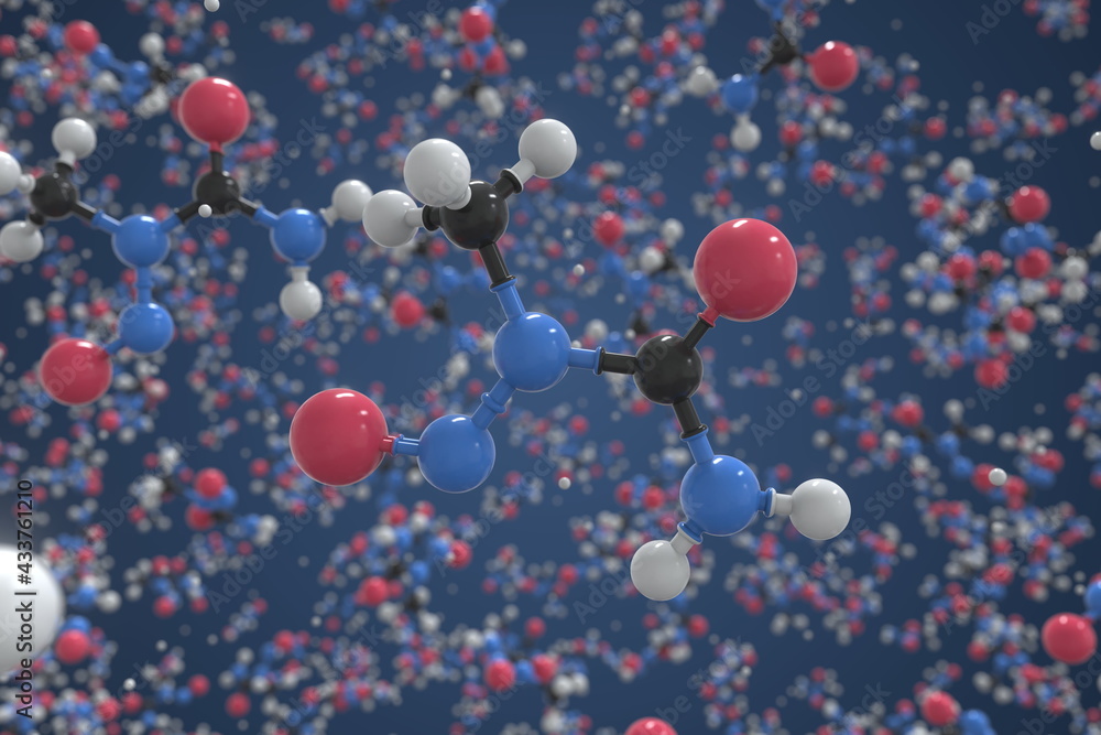N-nitroso-n-methylurea molecule, scientific molecular model, 3d rendering N-nitroso-n-methylurea molecule, scientific molecular model, 3d rendering
