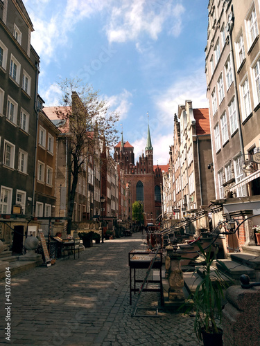 Gdansk - Old Town street selling old household items, old market. Cityscape of old streets in Gdansk, Poland, May 14, 2021.