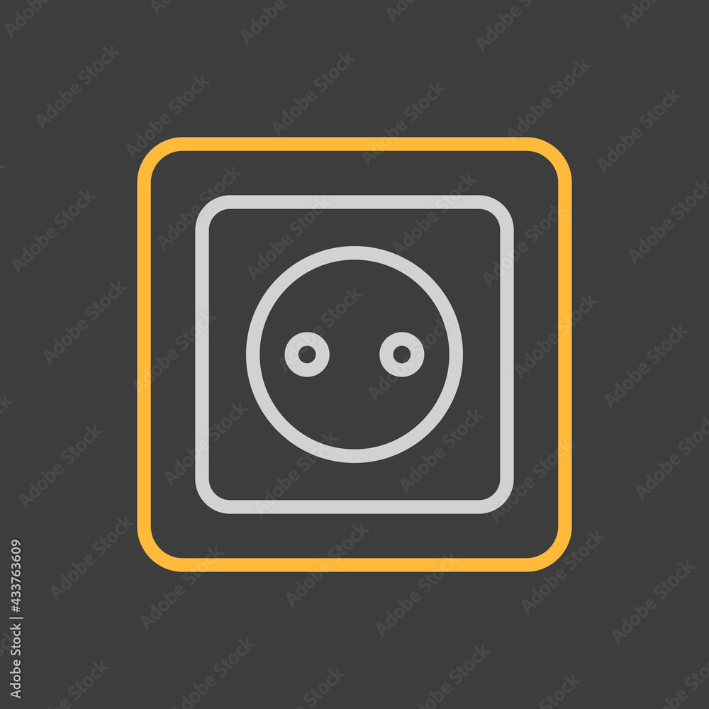 Electric outlet vector icon on dark background Electric outlet vector icon on dark background
