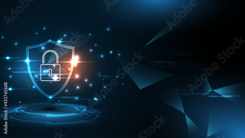 3D Protected guard shield security concept Security cyber digital Abstract technology background protect system innovation concept  vector illustration