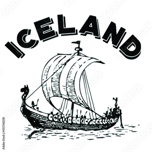 iceland viking ship womens jersey Logo Vector Template Illustration Graphic Design design for documentation and printing