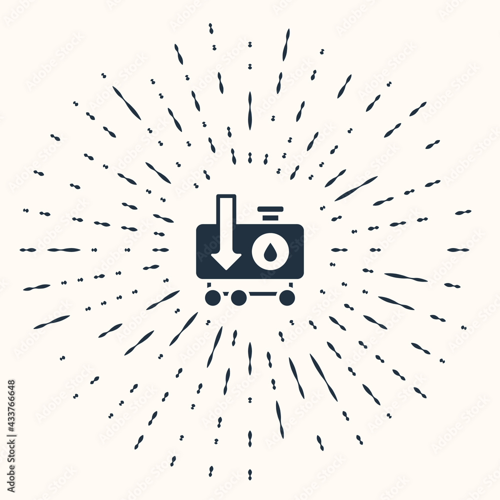 Fototapeta premium Grey Drop in crude oil price icon isolated on beige background. Oil industry crisis concept. Abstract circle random dots. Vector