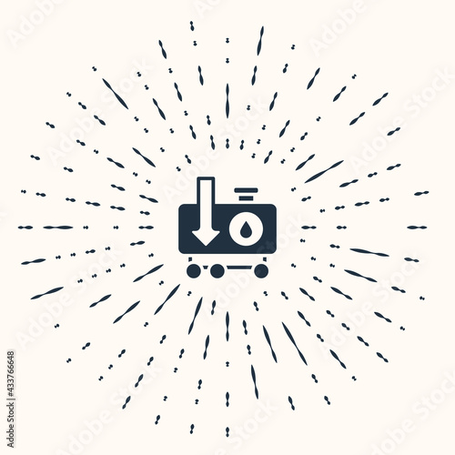 Grey Drop in crude oil price icon isolated on beige background. Oil industry crisis concept. Abstract circle random dots. Vector