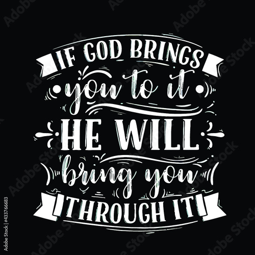 if god brings you to it he will bring you through womens Logo Vector Template Illustration Graphic Design design for documentation and printing