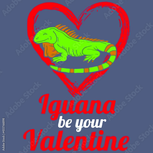iguana be your valentine hearts day lizard pet baseball poster design illustration vector