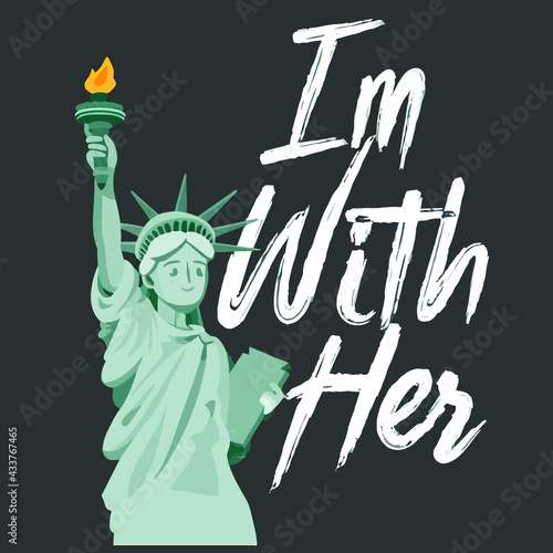 im with her 4th of july lady liberty Logo Vector Template Illustration Graphic Design design for documentation and printing