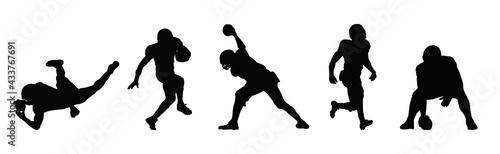 American Football player sports silhouette ,american football player sport action silhouette vector.