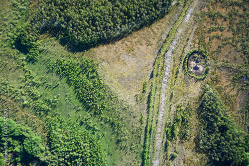 Landscapes of wild taiga in cold Russian Siberia