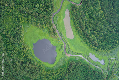 Landscapes of wild taiga in cold Russian Siberia