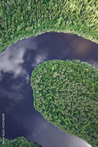Landscapes of wild taiga in cold Russian Siberia