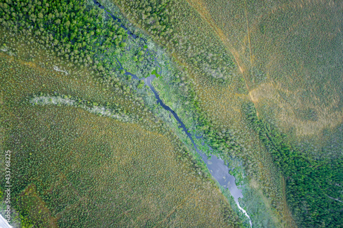 Landscapes of wild taiga in cold Russian Siberia