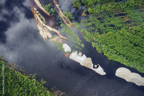 Landscapes of wild taiga in cold Russian Siberia