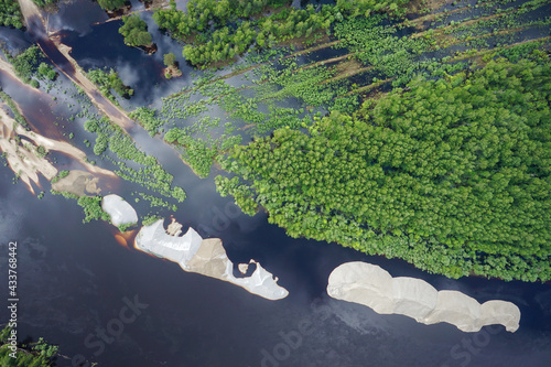 Landscapes of wild taiga in cold Russian Siberia