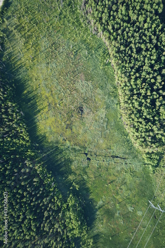 Landscapes of wild taiga in cold Russian Siberia