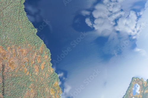 Landscapes of wild taiga in cold Russian Siberia