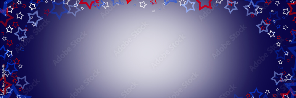 Obraz premium Blue background, banner with stars. Colors of the American flag. 4th of july independence day background