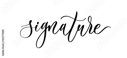 Signature. Wavy elegant calligraphy spelling for decoration of the wedding invitation photo