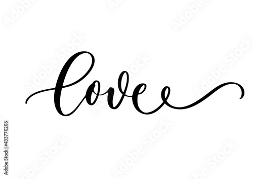 Love. Wavy elegant calligraphy spelling for decor