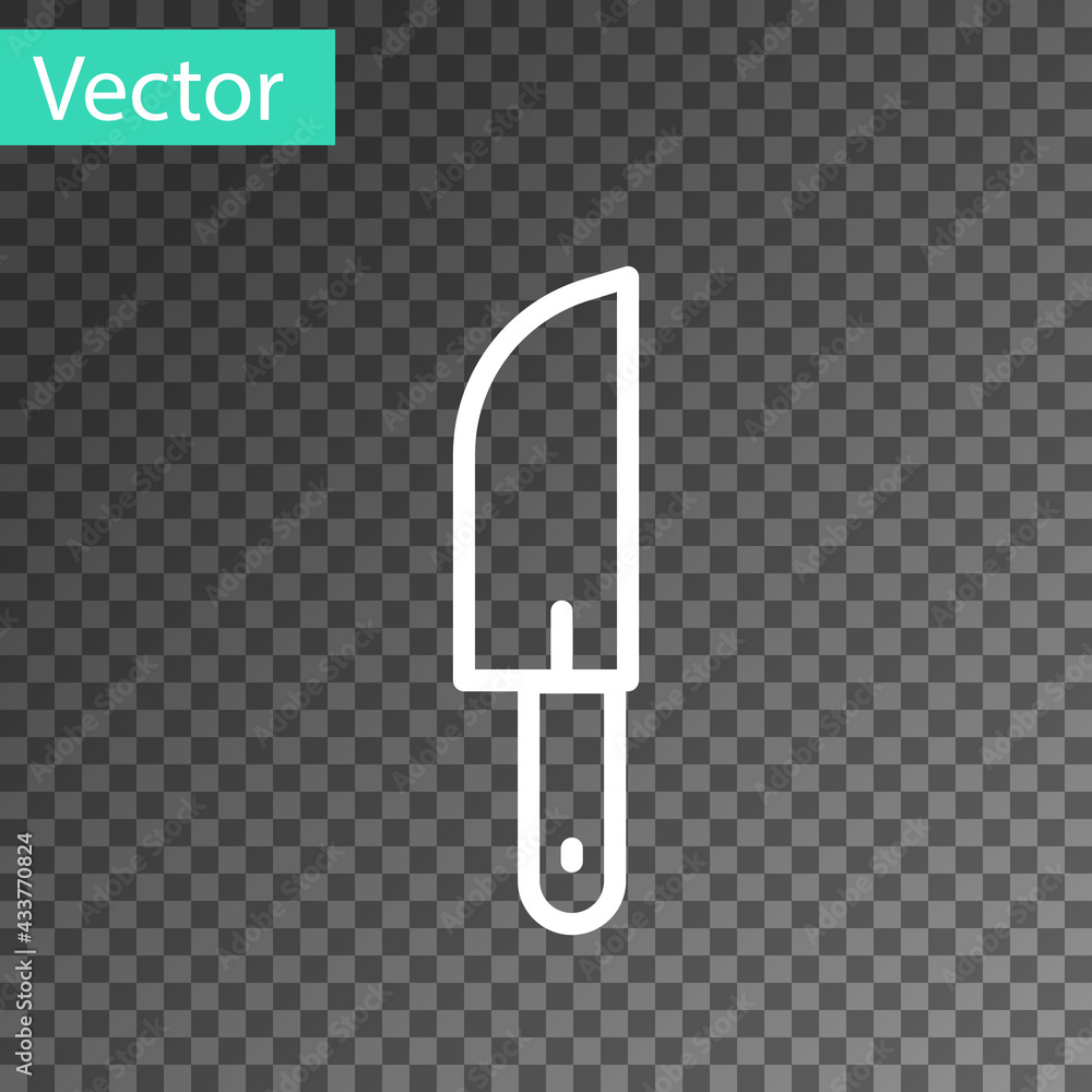 White line Knife icon isolated on transparent background. Cutlery symbol. Vector White line Knife icon isolated on transparent background. Cutlery symbol. Vector