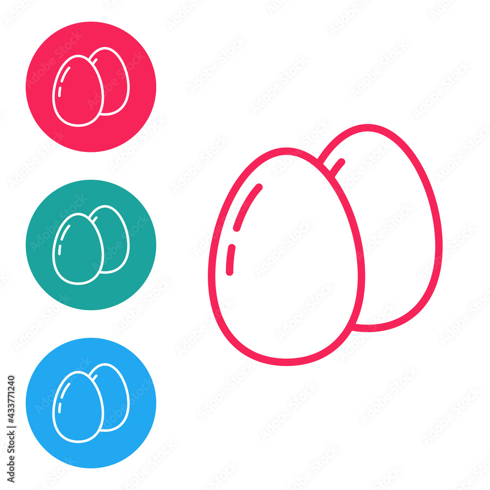 Red line Chicken egg icon isolated on white background. Set icons in circle buttons. Vector Red line Chicken egg icon isolated on white background. Set icons in circle buttons. Vector