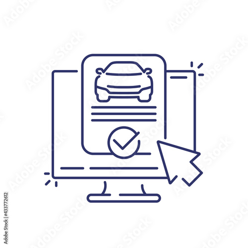 car history report, online check line icon