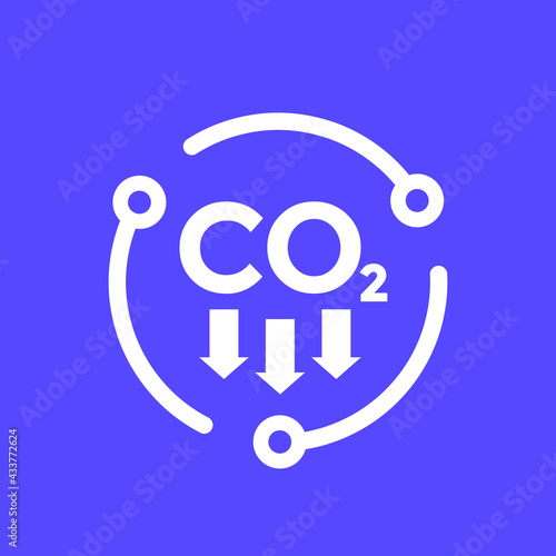 carbon dioxide emissions, reducing co2 vector icon