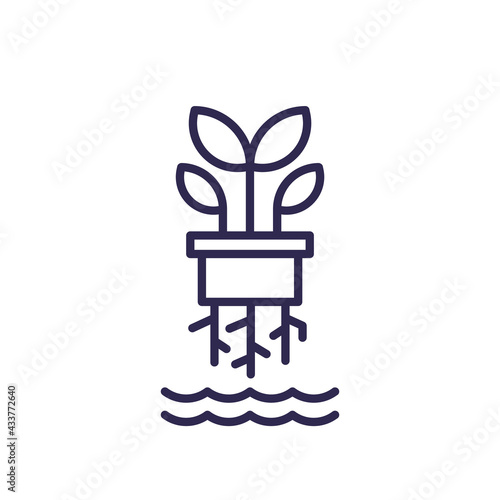 hydroponic farming line icon on white photo