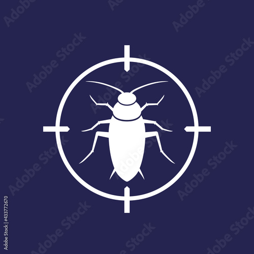 pest control icon with a roach, vector sign