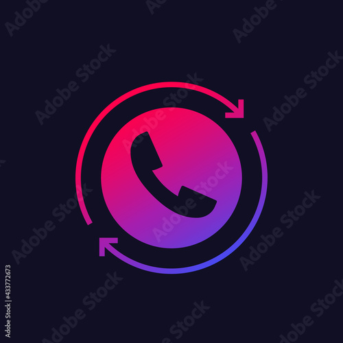 request call, callback icon with a phone, vector