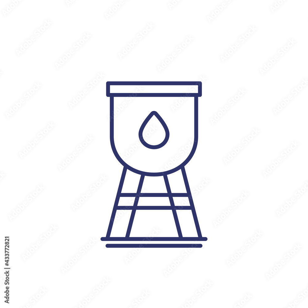 Naklejka premium water tower, tank line icon on white